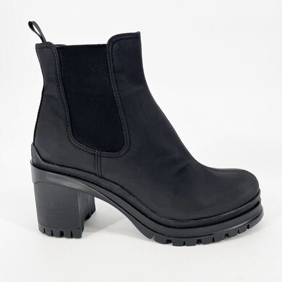 Prada Black Nylon Lug Sole Chelsea Platform Block Heel Ankle Boot size IT 40.5 - Picture 1 of 12